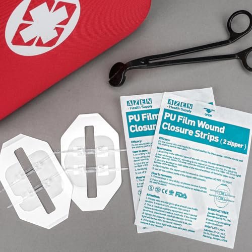 AZEN 10 Pack Emergency Wound Closure Strips, Butterfly Bandages for Wound Closure, Quick Clot Zip Stitch Wound Closures Device - görsel 7