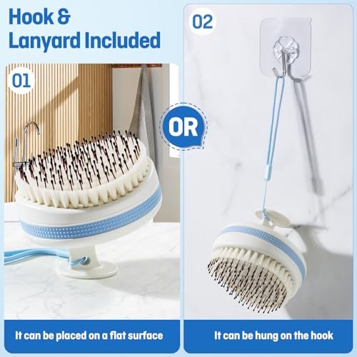 Wonsagain Scalp Massager with Double-Layer Bristles, Anti-Slip Rich-Lathering Hair Washing Shampoo Brush, Curved Scalp Scrubber with Better Head Fit for Dandruff Removal, Wet & Dry Use Scalp Stimulator - görsel 10