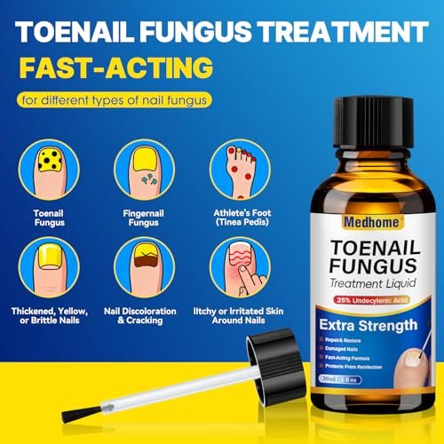 Medhome Toenail Fungus Treatment Extra Strength – 25% Undecylenic Acid for Thick, Discolored Nails – Gentle Repair for Damaged Nails and Toenail, Fast Acting Formula - görsel 1