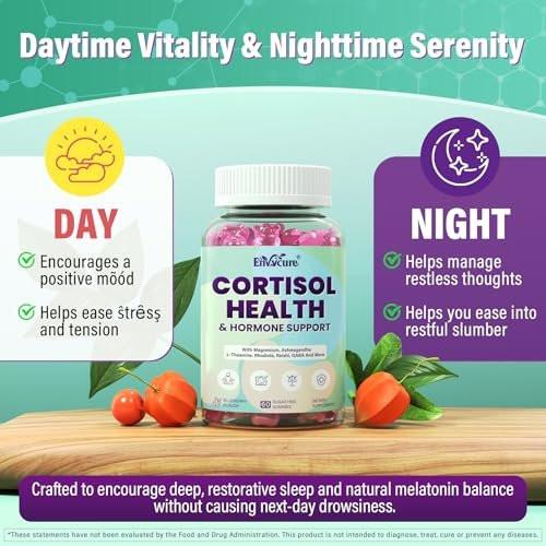 Cortisol Supplements for Women & Men, Cortisol Reducer Gummies w/ Magnesium, Ashwagandha, L-Theanine, Rhodiola, Reishi, 24 IN 1 Cortisol Detox Manager for Calm Mood, Focus & Relaxation, Vegan, 60 Cts - görsel 3