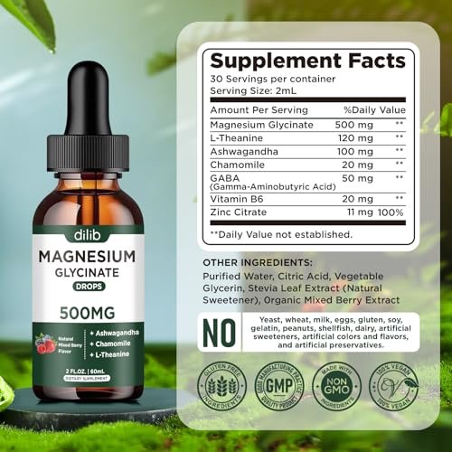 dilib Magnesium Glycinate Liquid Drops – Serving Size: 1 ml (20 drops) approx. – Image 9