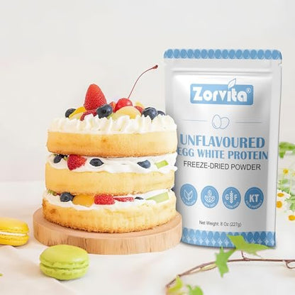 ZORVITA Freeze-dried Egg White Powder Unflavored Dried Egg White Powder, No Additives or Fillers, Gluten-Free, Non-GMO 8 Oz (227g)