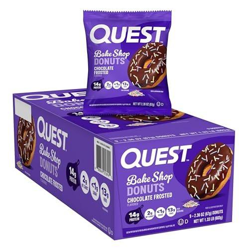 Quest Nutrition Bake Shop, Chocolate Frosted Donuts, 14g Protein, Less than 1g Sugar, Protein Snack, Low Sugar, 9 Count - görsel 2