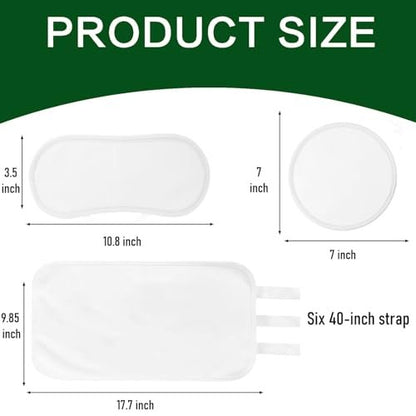 4 Pcs Castor Oil Pack Wrap Organic Cotton for Stomach, Neck, Breast, Belly, Liver Detox, Reusable Castor Oil Compress and Pack Kit with Six Adjustable Straps