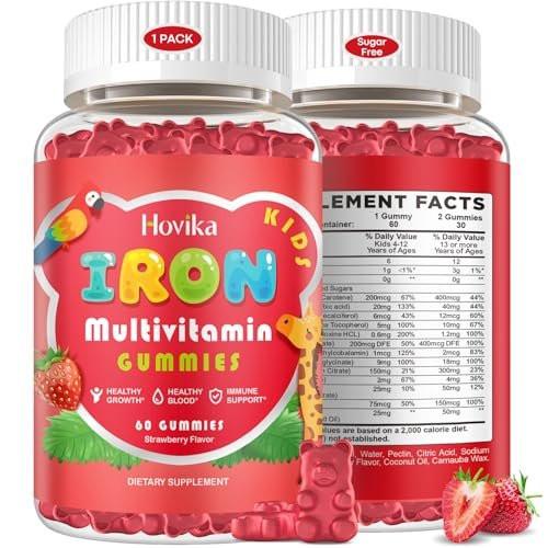 Iron Supplement Gummies for Kids with Multivitamin, Calcium, Zinc, Folate - Kids Iron Gummies Support Immune, Blood Builder, Iron Deficiency, Anemia & Energy - Vegan, Strawberry 60 Count - görsel 9