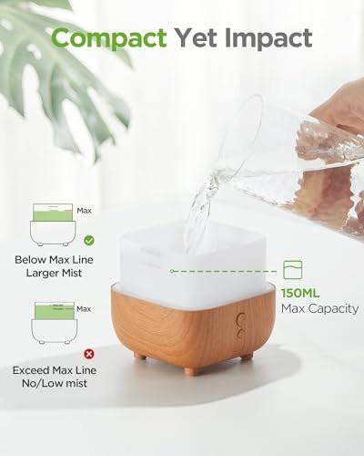 InnoGear 150ml Essential Oil Diffuser, 5-in-1 Diffusers for Home Scent 8 LED Color Aromatherapy Diffuser Air Desk Mini Humidifier Small Vaporizer Aroma Diffuser for Computer Laptop Office, Medium - görsel 2