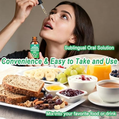 Potassium Magnesium Supplement Liquid, Electrolyte Potassium & Calm Magnesium Complex Drops Plus Zinc, Vitamin D3 & B6 for Cramp Relief, Bone, Energy & Immune Health, Faster Absorption Than Gummies