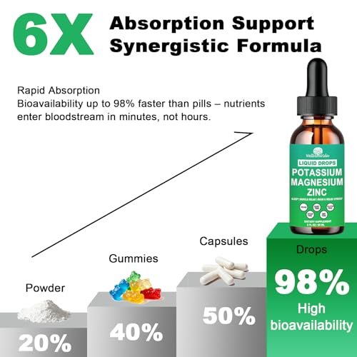 Potassium Magnesium Supplement Liquid, Electrolyte Potassium & Calm Magnesium Complex Drops Plus Zinc, Vitamin D3 & B6 for Cramp Relief, Bone, Energy & Immune Health, Faster Absorption Than Gummies - görsel 10