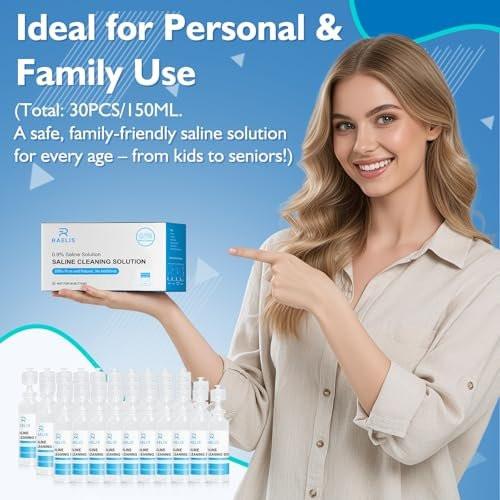 RAELIS Saline Solution, 150ml /5.28 FL OZ Normal Solution for Multiple Household Uses, 5ml Each, 30 per Box - görsel 13