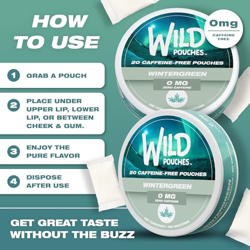 Wild 0mg Nicotine Free Pouches No Caffeine Wintergeen - 20 x Caffeine Free Pouches - görsel 1