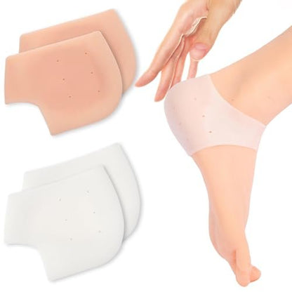 HydtoKun Gel Heel Cups & Silicone Heel Protectors for Shoes (2-Pairs), Cushioned Sole Cups for Plantar Fasciitis, Cracked Footbed Relief & Blister Prevention, for Women & Men