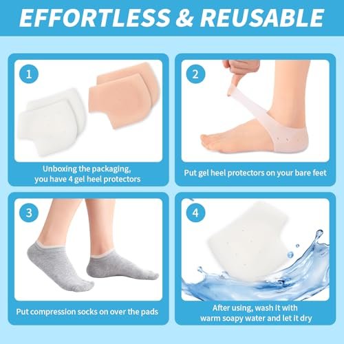 HydtoKun Gel Heel Cups & Silicone Heel Protectors for Shoes (2-Pairs), Cushioned Sole Cups for Plantar Fasciitis, Cracked Footbed Relief & Blister Prevention, for Women & Men - görsel 10