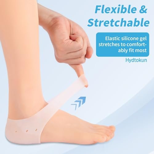 HydtoKun Gel Heel Cups & Silicone Heel Protectors for Shoes (2-Pairs), Cushioned Sole Cups for Plantar Fasciitis, Cracked Footbed Relief & Blister Prevention, for Women & Men - görsel 4