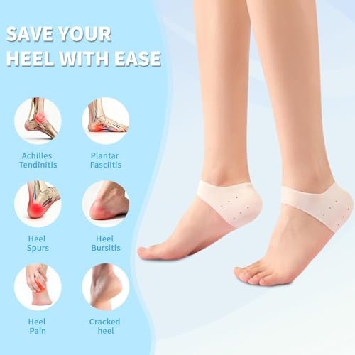 HydtoKun Gel Heel Cups & Silicone Heel Protectors for Shoes (2-Pairs), Cushioned Sole Cups for Plantar Fasciitis, Cracked Footbed Relief & Blister Prevention, for Women & Men - görsel 6