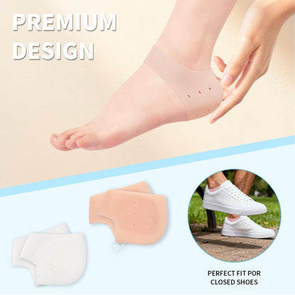 HydtoKun Gel Heel Cups & Silicone Heel Protectors for Shoes (2-Pairs), Cushioned Sole Cups for Plantar Fasciitis, Cracked Footbed Relief & Blister Prevention, for Women & Men