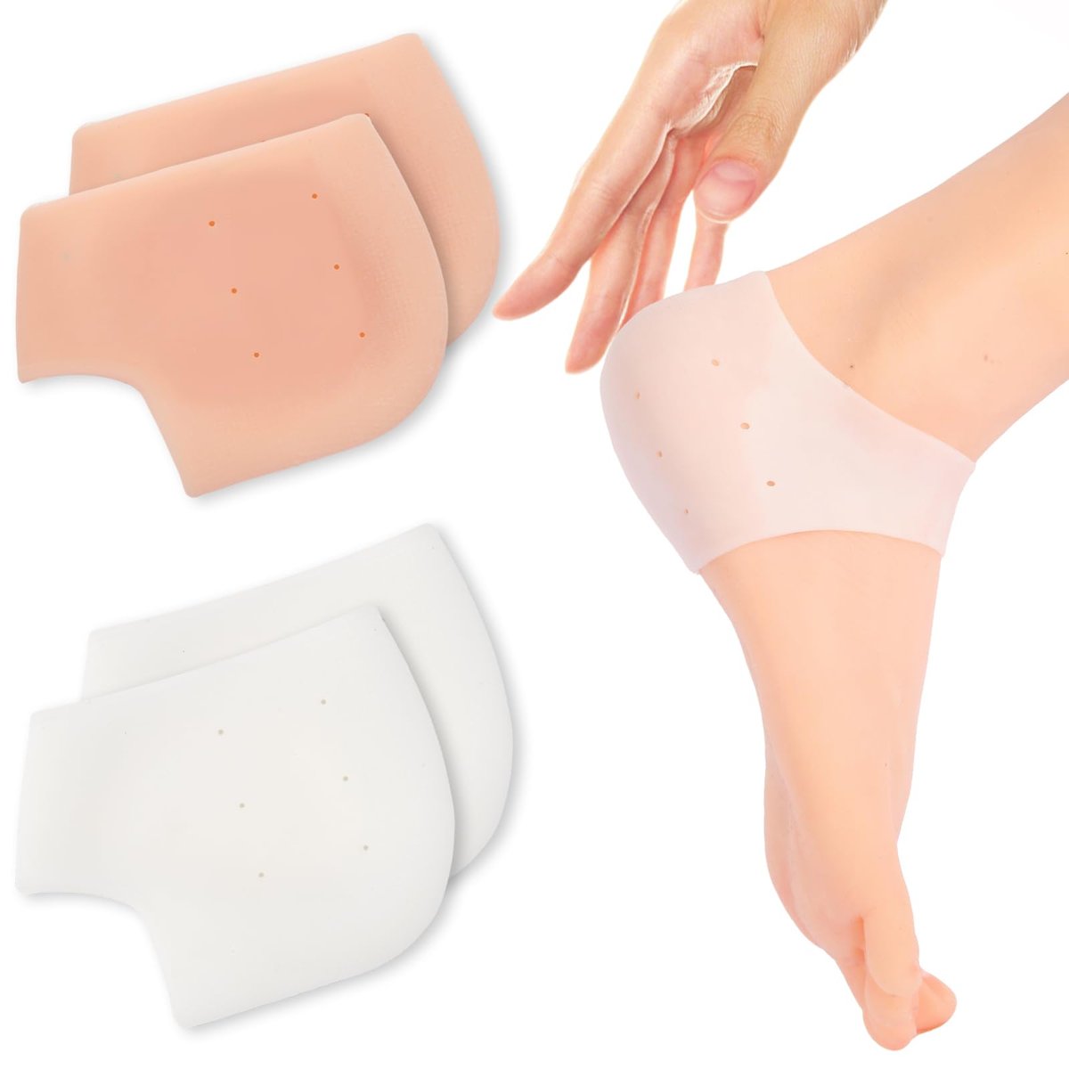 HydtoKun Gel Heel Cups & Silicone Heel Protectors for Shoes (2-Pairs), Cushioned Sole Cups for Plantar Fasciitis, Cracked Footbed Relief & Blister Prevention, for Women & Men - görsel 1