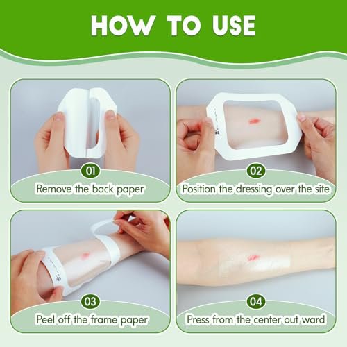 50Pack Transparent Film Dressing - 4" x 4.75" Waterproof Bandages for Wounds, Wound Dressing for Swimming, Post Surgical Shower, IV Shield, Tattoo Aftercare Wound Care, Adhesive Patches