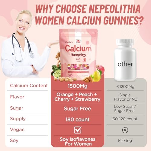 Calcium Gummies for Women – 1500mg Calcium – High-Potency Calcium Citrate: 1500mg per serving of calcium citrate, – Image 1