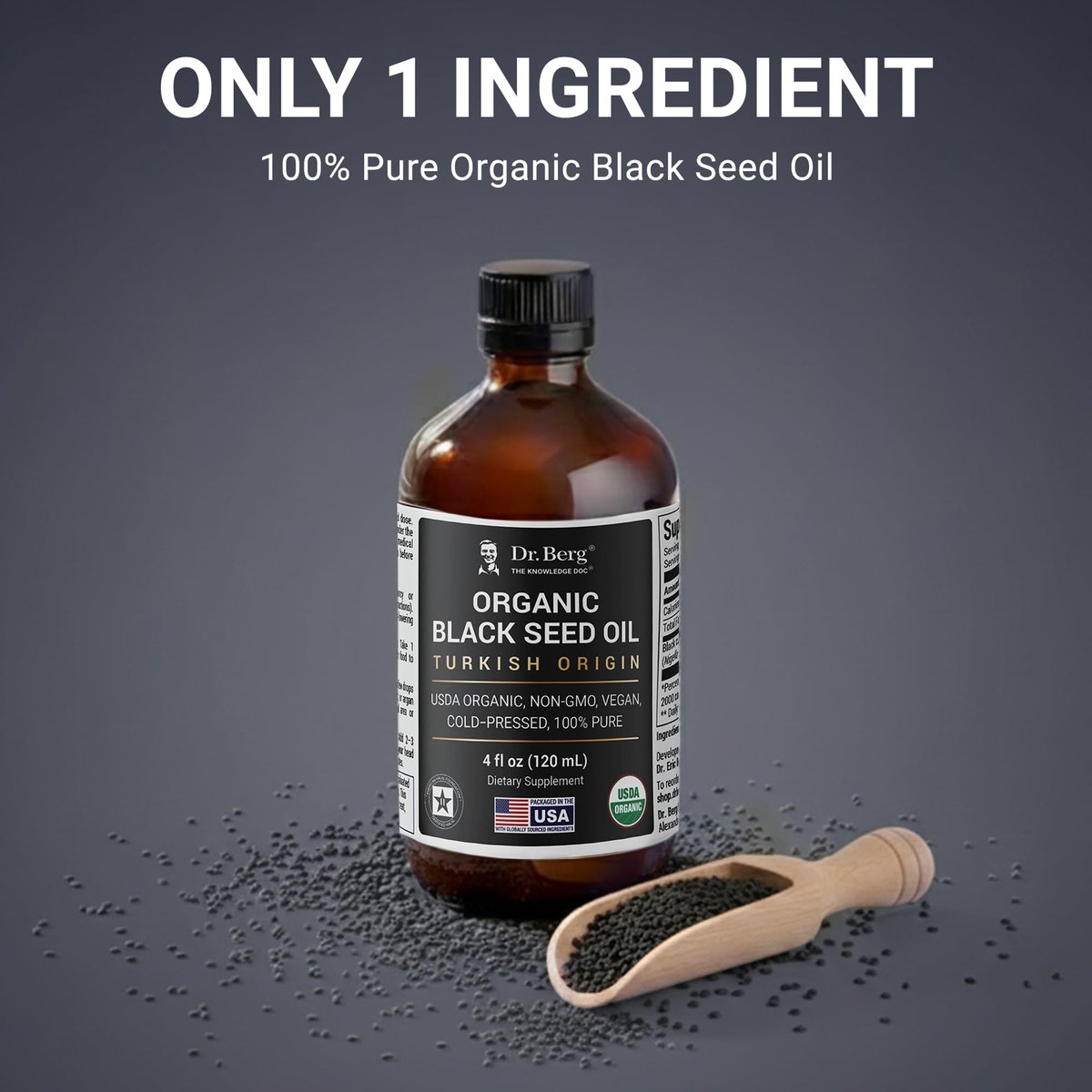 Dr. Berg Black Seed Oil Organic Cold Pressed – Pure Nigella Sativa Black Cumin Oil – USDA Organic, Halal, Vegan – for Hair, Skin, Immune Support – Unrefined Liquid – 4 oz Glass Bottle - görsel 5