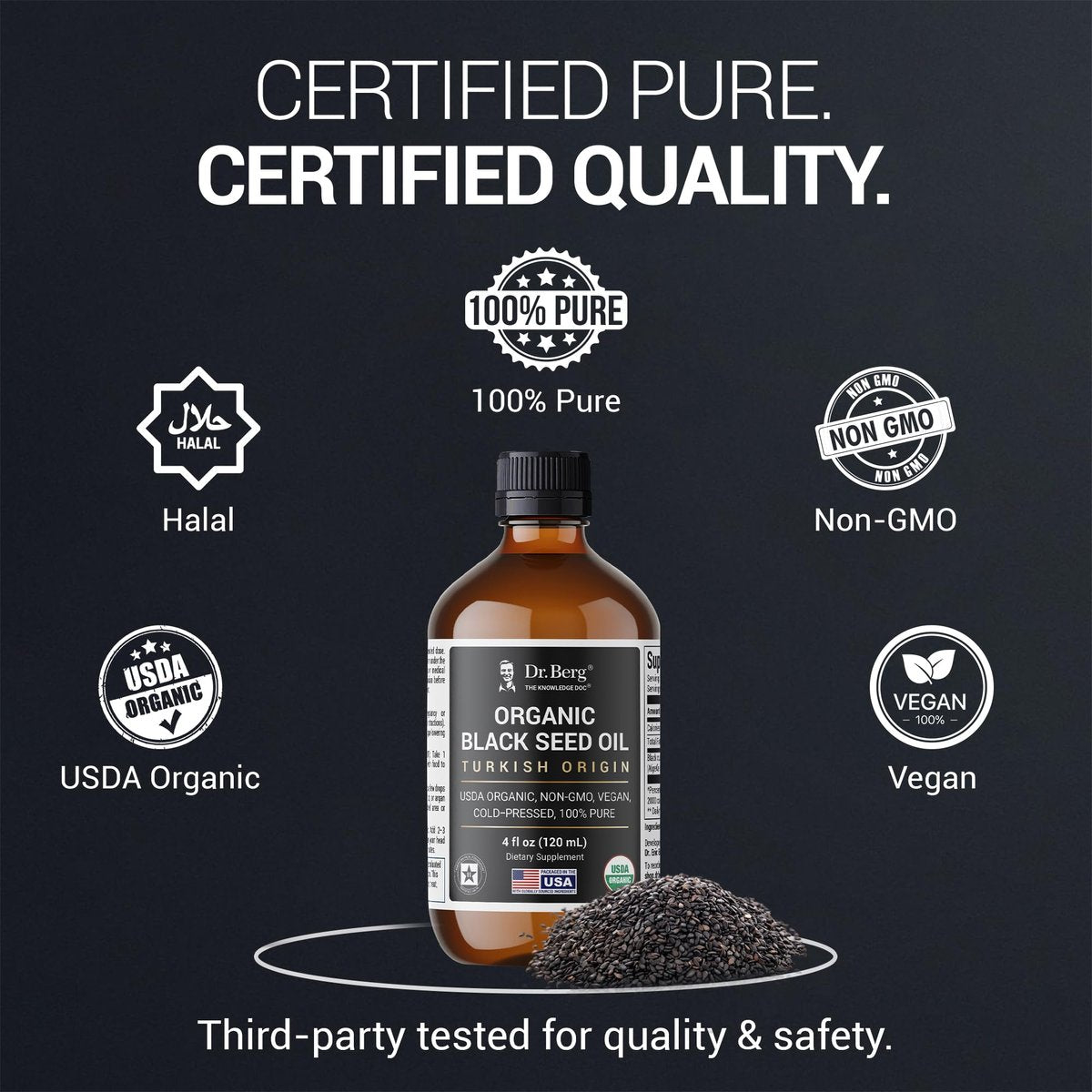 Dr. Berg Black Seed Oil Organic Cold Pressed – Pure Nigella Sativa Black Cumin Oil – USDA Organic, Halal, Vegan – for Hair, Skin, Immune Support – Unrefined Liquid – 4 oz Glass Bottle - görsel 17