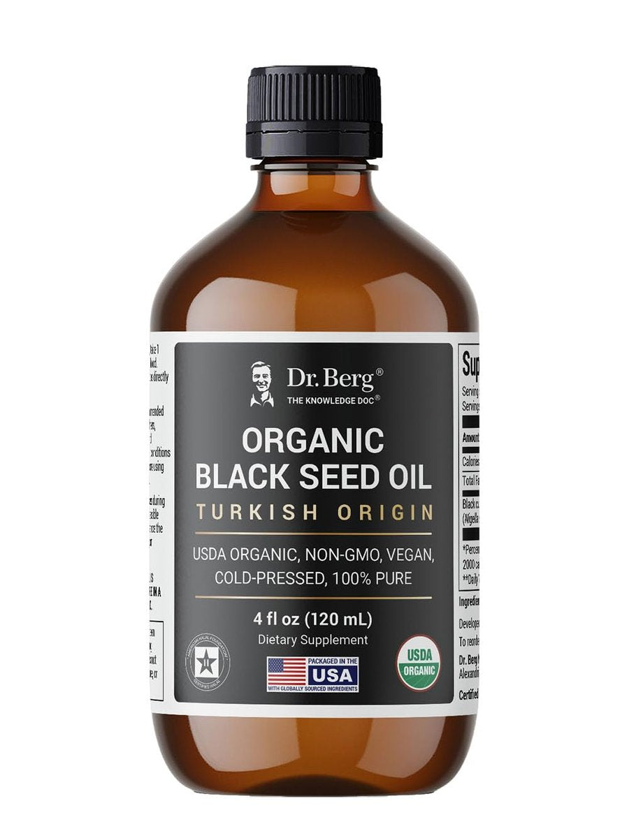 Dr. Berg Black Seed Oil Organic Cold Pressed – Pure Nigella Sativa Black Cumin Oil – USDA Organic, Halal, Vegan – for Hair, Skin, Immune Support – Unrefined Liquid – 4 oz Glass Bottle - görsel 1
