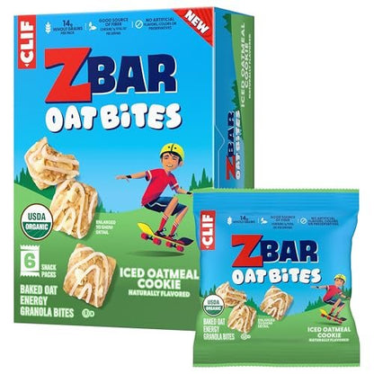 Zbar Oat Bites - Iced Oatmeal Cookie - Baked Oat Energy Granola Bites - USDA Organic Snacks for Kids - 14g Whole Grains (6 Snack Packs)