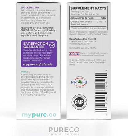 USDA Organic Milk Thistle Extract - High Potency 10:1 Silymarin Milk Thistle Liquid Liver Cleanse Detox & Repair Supplement - Vegan Non-GMO & Alcohol-Free Liver Support Supplement (30 Servings)