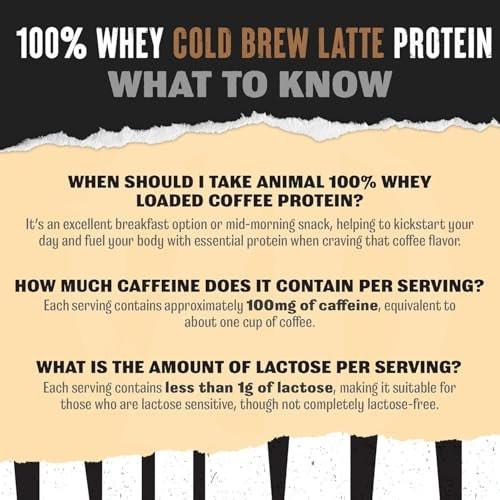 Animal 100% Whey Protein Powder Samples & 25oz BPA Free Shaker Bottle – Real Instant Iced Coffee Whey + 20g of Protein, 120mg of Caffeine Meal Replacement with BCAA – Cold Brew Latte, 3 Single Packets - görsel 8