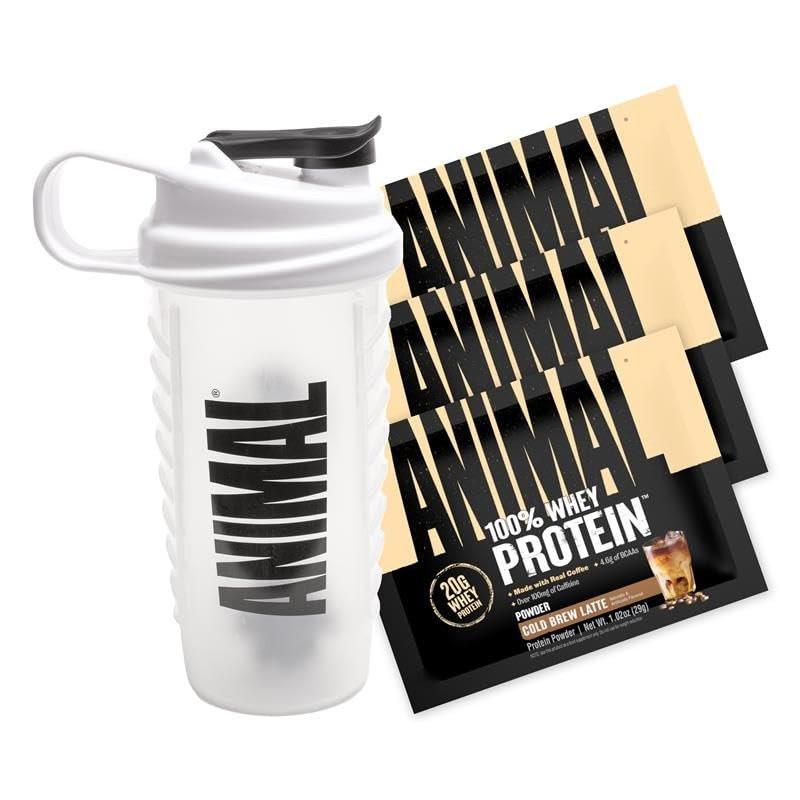 Animal 100% Whey Protein Powder Samples & 25oz BPA Free Shaker Bottle – Real Instant Iced Coffee Whey + 20g of Protein, 120mg of Caffeine Meal Replacement with BCAA – Cold Brew Latte, 3 Single Packets - görsel 2