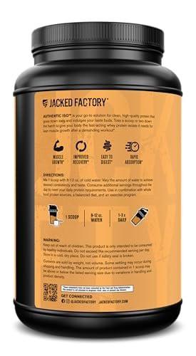 Jacked Factory Authentic ISO Grass Fed Whey Protein Isolate Powder - Low Carb, Non-GMO Muscle Building Protein w/No Fillers, Post Workout Recovery, Chocolate Peanut Butter - 25 Servings