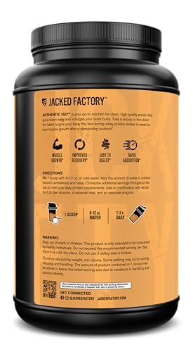 Jacked Factory Authentic ISO Grass Fed Whey Protein Isolate Powder - Low Carb, Non-GMO Muscle Building Protein w/No Fillers, Post Workout Recovery, Chocolate Peanut Butter - 25 Servings - görsel 1