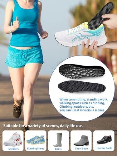 4D Cloud Insoles for Men, Arch Support Insoles, Memory Foam Insoles, Steppers Insoles Shock Absorption and Cushioning Sports Shoe Insoles for Standing All Day (Graphene Black, Men 8-14) - görsel 14