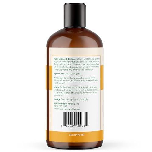 Naturopathy Sweet Orange Essential Oil Therapeutic Grade Premium Quality Oil - Huge 16 fl. Oz - Perfect for Aromatherapy and Relaxation - görsel 1