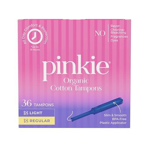 Pinkie Organic Tampons for Teens & Adults - 100% Cotton Core Adapts to Your Body - Slim BPA-Free Applicator for Comfortable Insertion - Chlorine, Fragrance, Dye & Rayon Free - Light/Regular, 36 Count - görsel 11