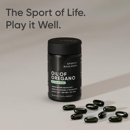 Sports Research® Oil of Oregano 9500mg w/Black Seed Oil & Coconut MCT Oil - Antioxidant Combination Supplement Rich in Thymoquinone & Carvacrol - Gluten Free · Non-GMO - 60 Softgels