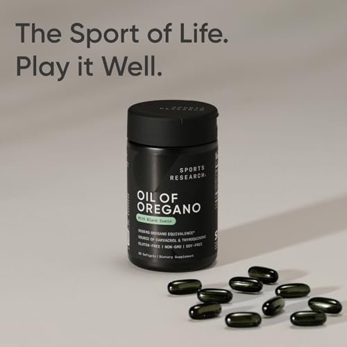 Sports Research® Oil of Oregano 9500mg w/Black Seed Oil & Coconut MCT Oil - Antioxidant Combination Supplement Rich in Thymoquinone & Carvacrol - Gluten Free · Non-GMO - 60 Softgels - görsel 2