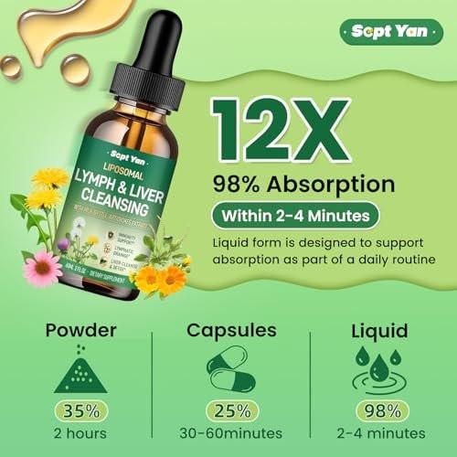 Liposomal Lymphatic Drainage Drops - Lymphatic Drainage Supplements with Milk Thistle, Burdock Root for Women & Men | Supports Liver Cleanse, Detox & Repair | Lymph - Liver Cleanse Health | 2 Fl Oz - görsel 2