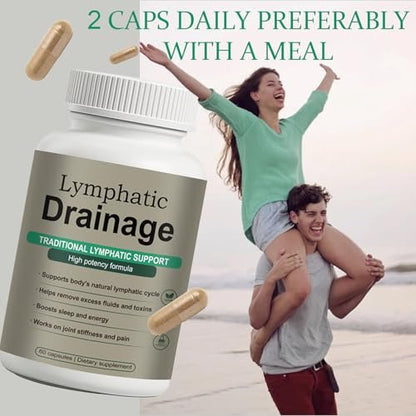 Lymphatic Drainage Capsules – Natural Herbal Blend with Dandelion, Burdock, Kelp & Echinacea – Supports Circulation & Fluid Balance