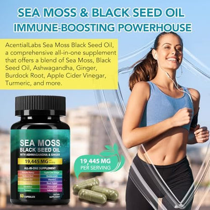 Sea Moss Black Seed Oil Capsules – 60 Count | KITNOBLIS