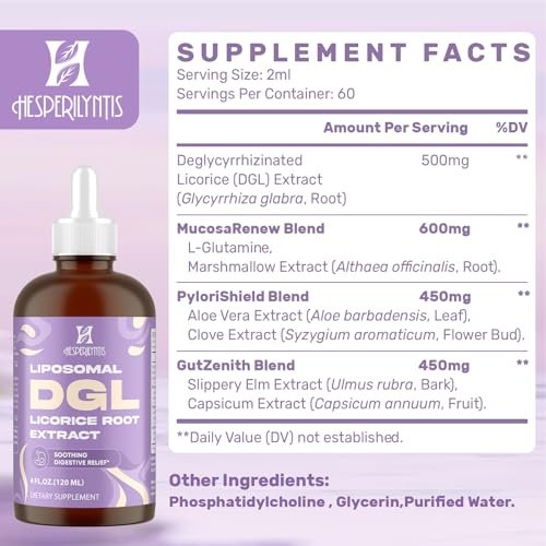 Liposomal DGL Licorice Root Extract - Deglycyrrhizinated Licorice with L-Glutamine, Marshmallow, Clove, and Slippery Elm - Digestive, Stomach Lining, Elimination, Max Absorption, 60 Servings - görsel 12