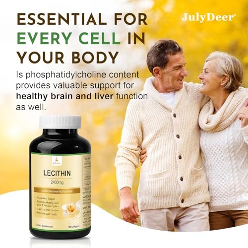 JulyDeer Sunflower Lecithin 2400mg 90 Softgels Rich in Phosphatidyl Choline, Non-GMO, Soy Free, Gluten Free Supplement Nervous System Support - görsel 4