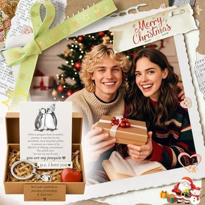 BABYQLO Penguin Gift Box Set - Romantic Anniversary I Love You Presents for Him or Her, Girlfriend, Boyfriend, Fiancee, Wife, Husband - Valentine's Day, Birthday, Engagement & Easter Basket Stuffer