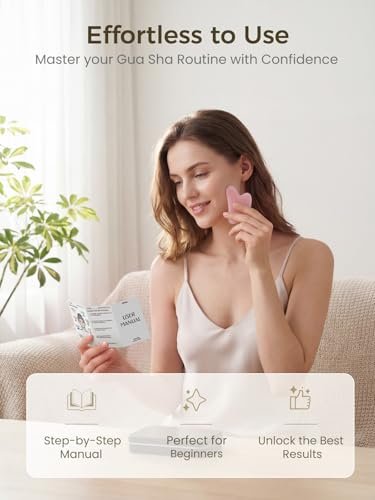 Gua Sha Facial Tools, Guasha Tool for Face Acupuncture Therapy Trigger Point Treatment, Gua Sha Scraping Massage Tool (Pink) - görsel 5