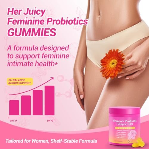 Yooloks Her Juicy Feminine Probiotics Gummies – Premium Feminine Balance Gummies with Slippery Elm for Women's pH Balance, Healthy Odor, Flora and Immune Support – 30-Day Supply - görsel 5