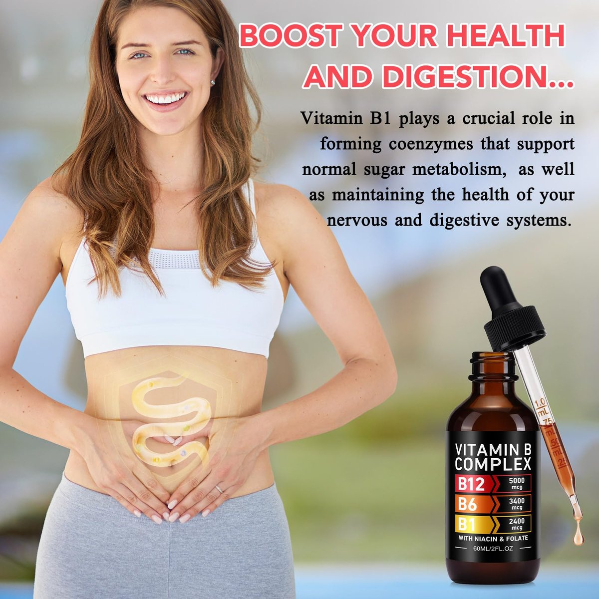 VOGSIG Vitamin B Complex, Organic B Complex Vitamins for Women, Vitamin B Complex Liquid, Vitamin B12 Methylcobalamin,b6,B1,B9 for Metabolic Health Support, Vegan, Non-GMO, Gluten Free (1) - görsel 17