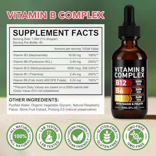 VOGSIG Vitamin B Complex, Organic B Complex Vitamins for Women, Vitamin B Complex Liquid, Vitamin B12 Methylcobalamin,b6,B1,B9 for Metabolic Health Support, Vegan, Non-GMO, Gluten Free (1) - görsel 14