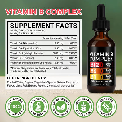 VOGSIG Vitamin B Complex, Organic B Complex Vitamins for Women, Vitamin B Complex Liquid, Vitamin B12 Methylcobalamin,b6,B1,B9 for Metabolic Health Support, Vegan, Non-GMO, Gluten Free (1)