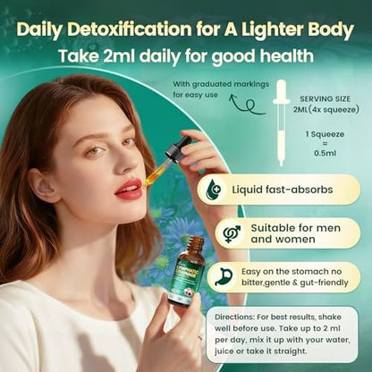 21-in-1 Lymphatic Drainage Drops for Liposomal, Immune & Lymph System Support Supplement for Women & Men with Echinacea, Dandelion, Burdock, Bromelain, Calendula, Turmeric & More, 2 FL OZ