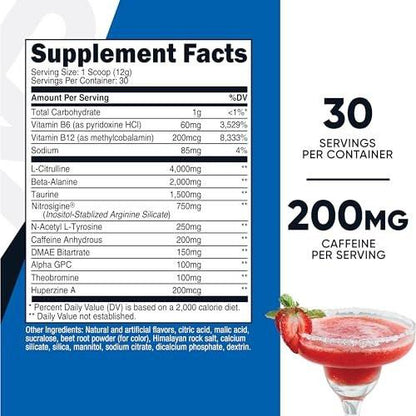 Nutricost Pre-Workout Powder (Strawberry Margarita) 30 Servings - GMO-Free, Gluten-Free, Vegetarian