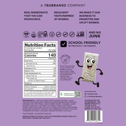 TRUBAR Kids Protein Bars, Pop Goes Confetti, Plant Based Protein, Gluten Free School-Friendly Snacks for Lunchboxes, Tree Nut and Peanut Free, Low Sugar, Healthy On the Go Snack Bars, 12 Count